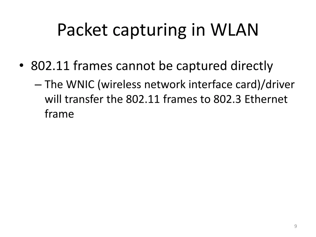 packet capturing in wlan