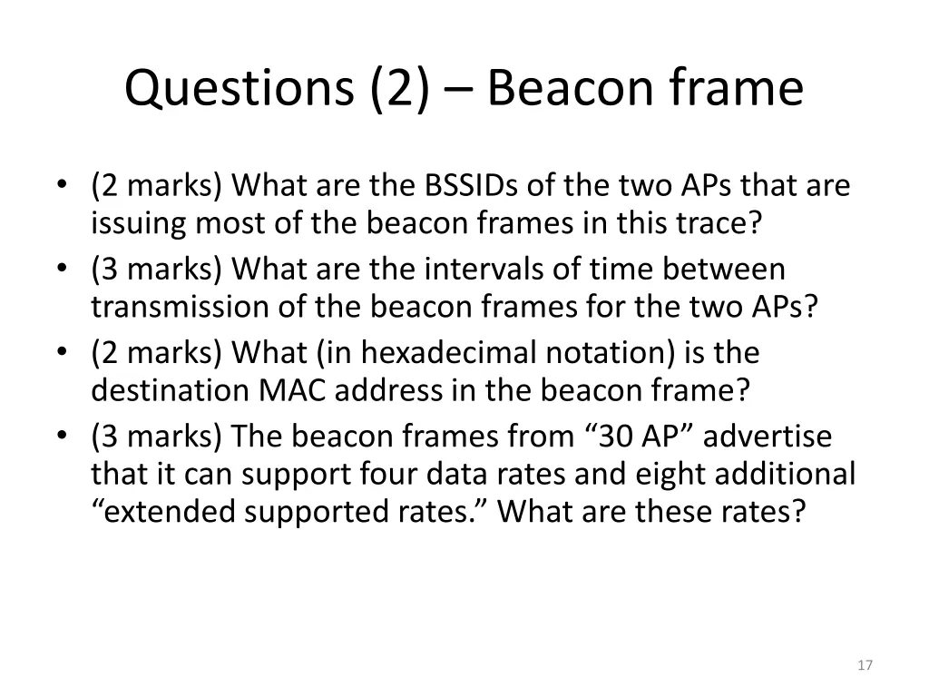 questions 2 beacon frame