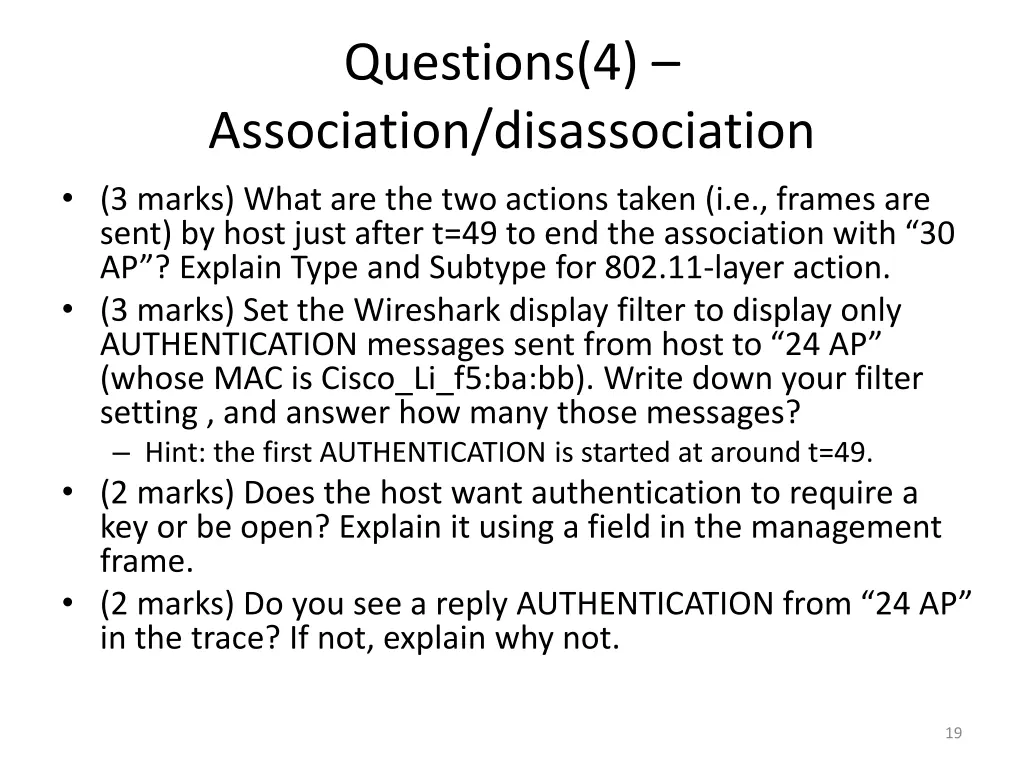 questions 4 association disassociation 3 marks