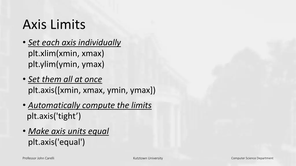 axis limits set each axis individually plt xlim