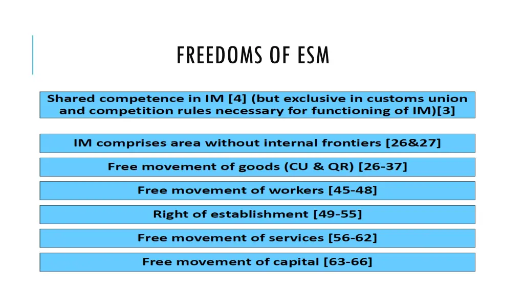 freedoms of esm