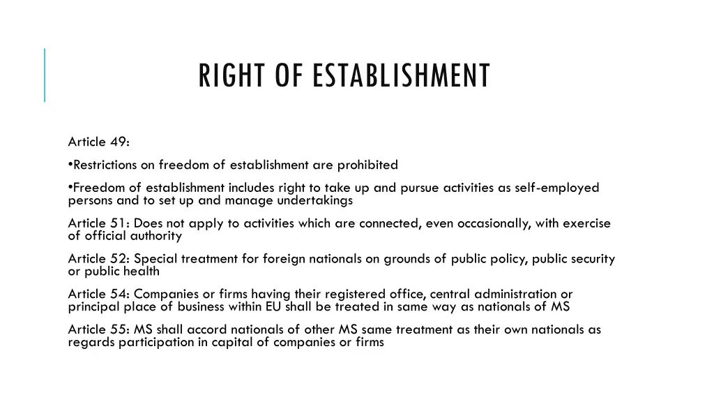 right of establishment 1