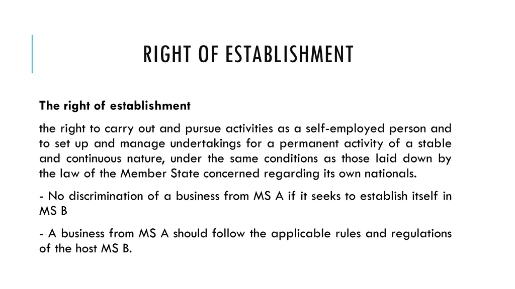 right of establishment