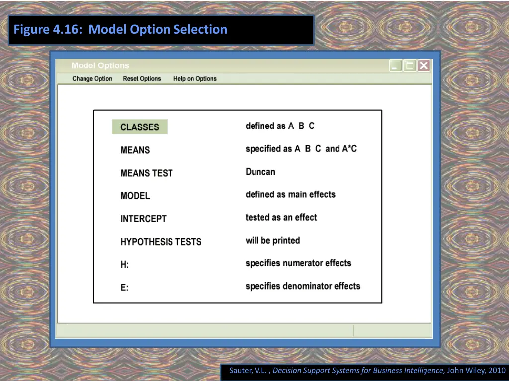 figure 4 16 model option selection