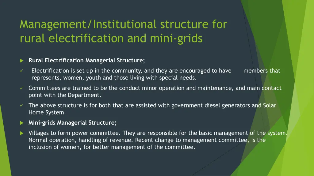 management institutional structure for rural