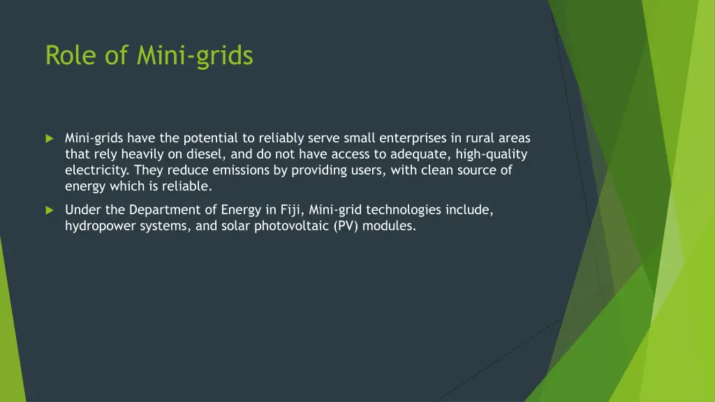 role of mini grids