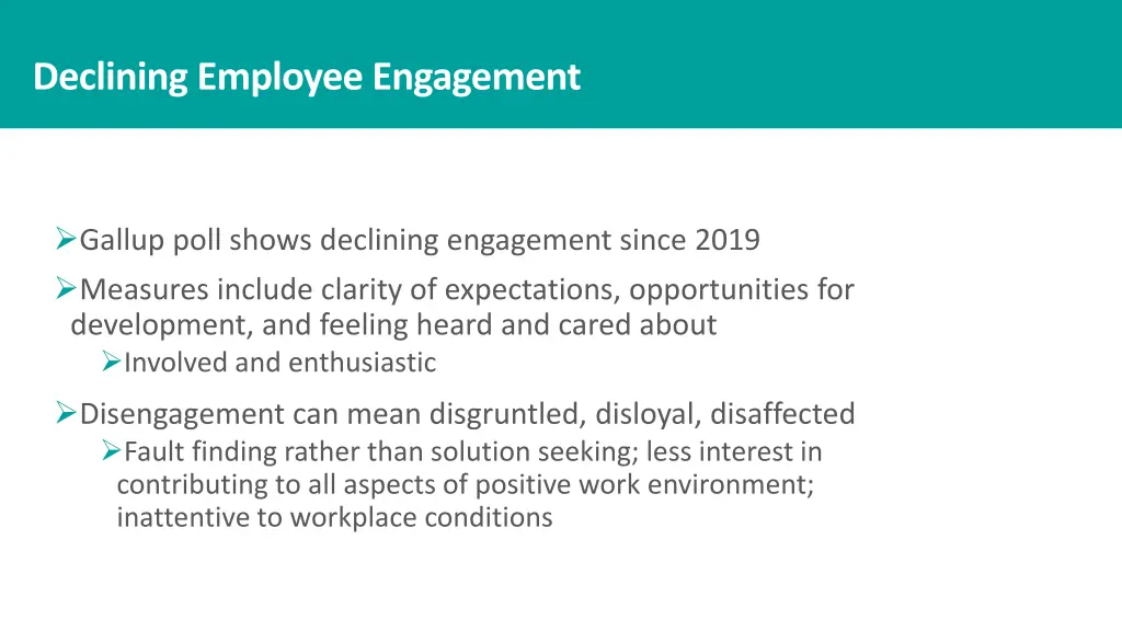 declining employee engagement