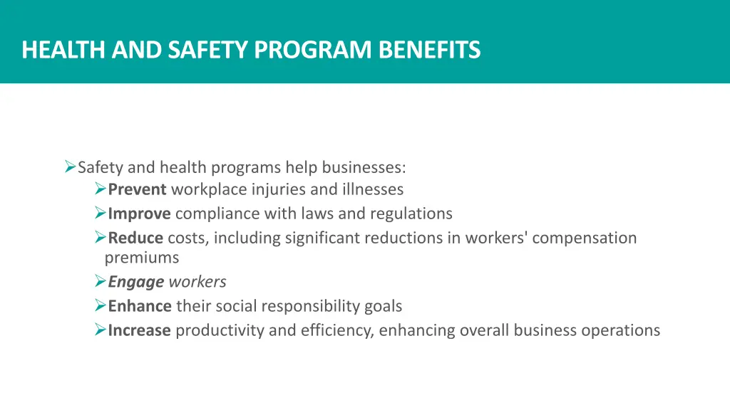 health and safety program benefits