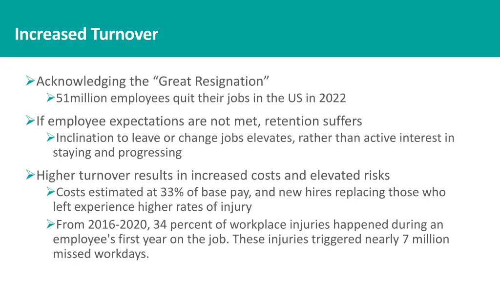 increased turnover