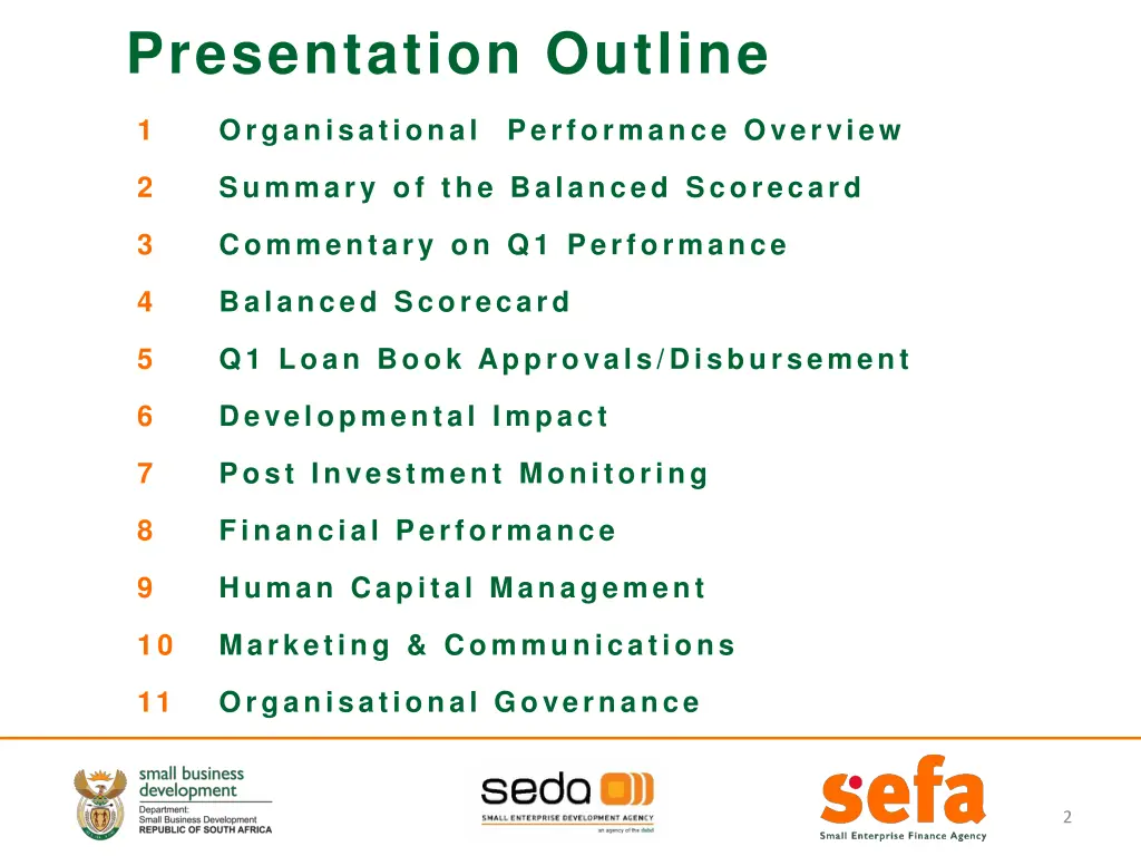 presentation outline