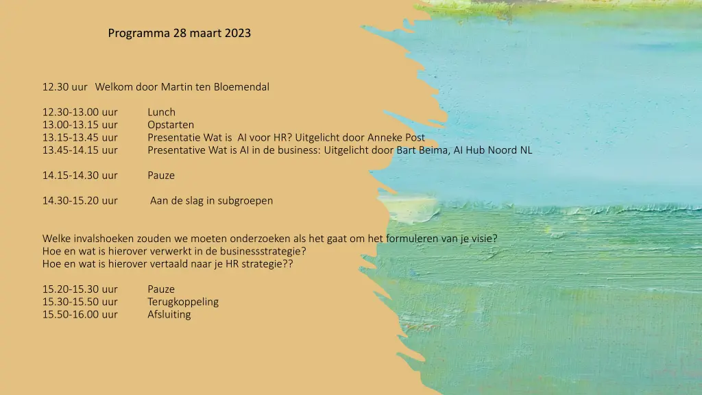 programma 28 maart 2023