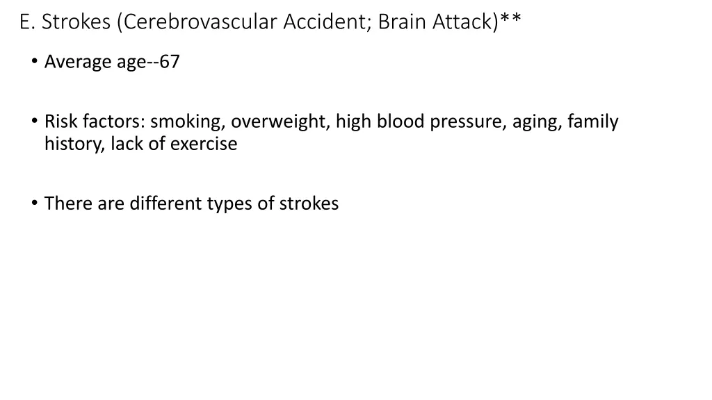 e strokes cerebrovascular accident brain attack