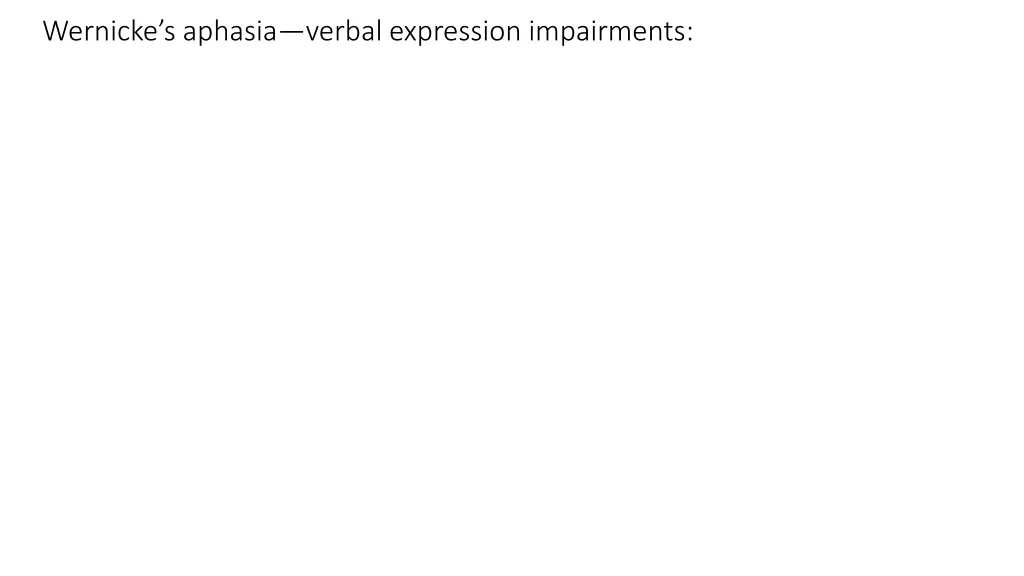 wernicke s aphasia verbal expression impairments