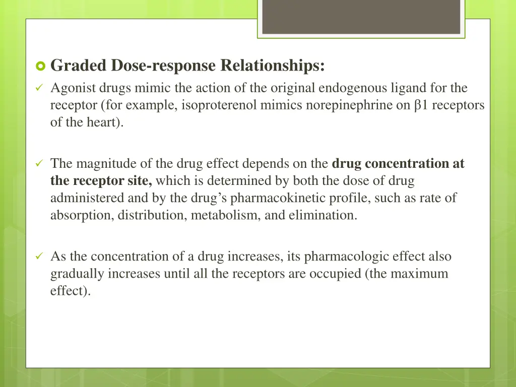 graded dose response relationships agonist drugs