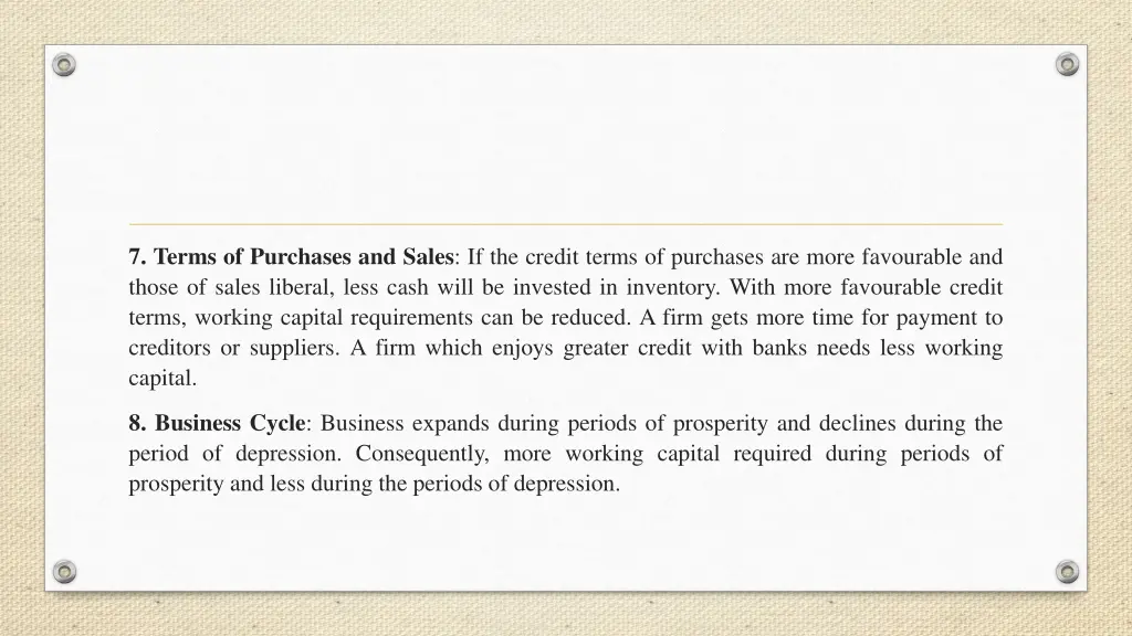 7 terms of purchases and sales if the credit