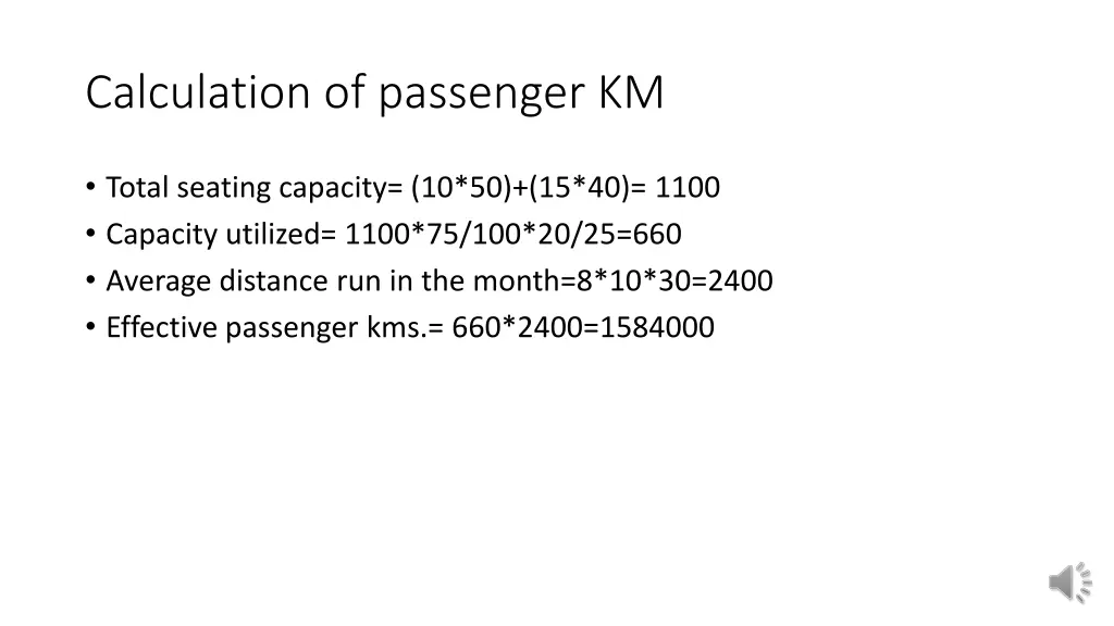 calculation of passenger km