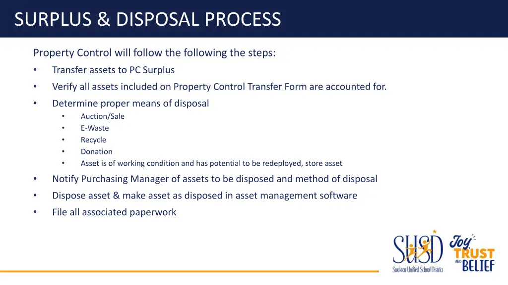 surplus disposal process