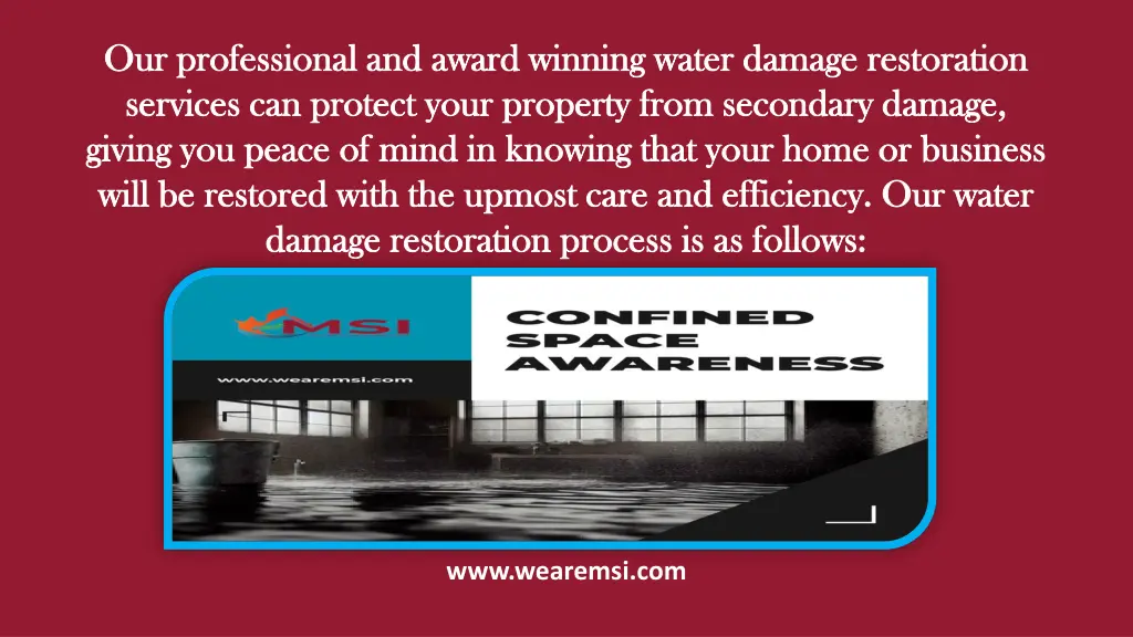 our professional and award winning water damage