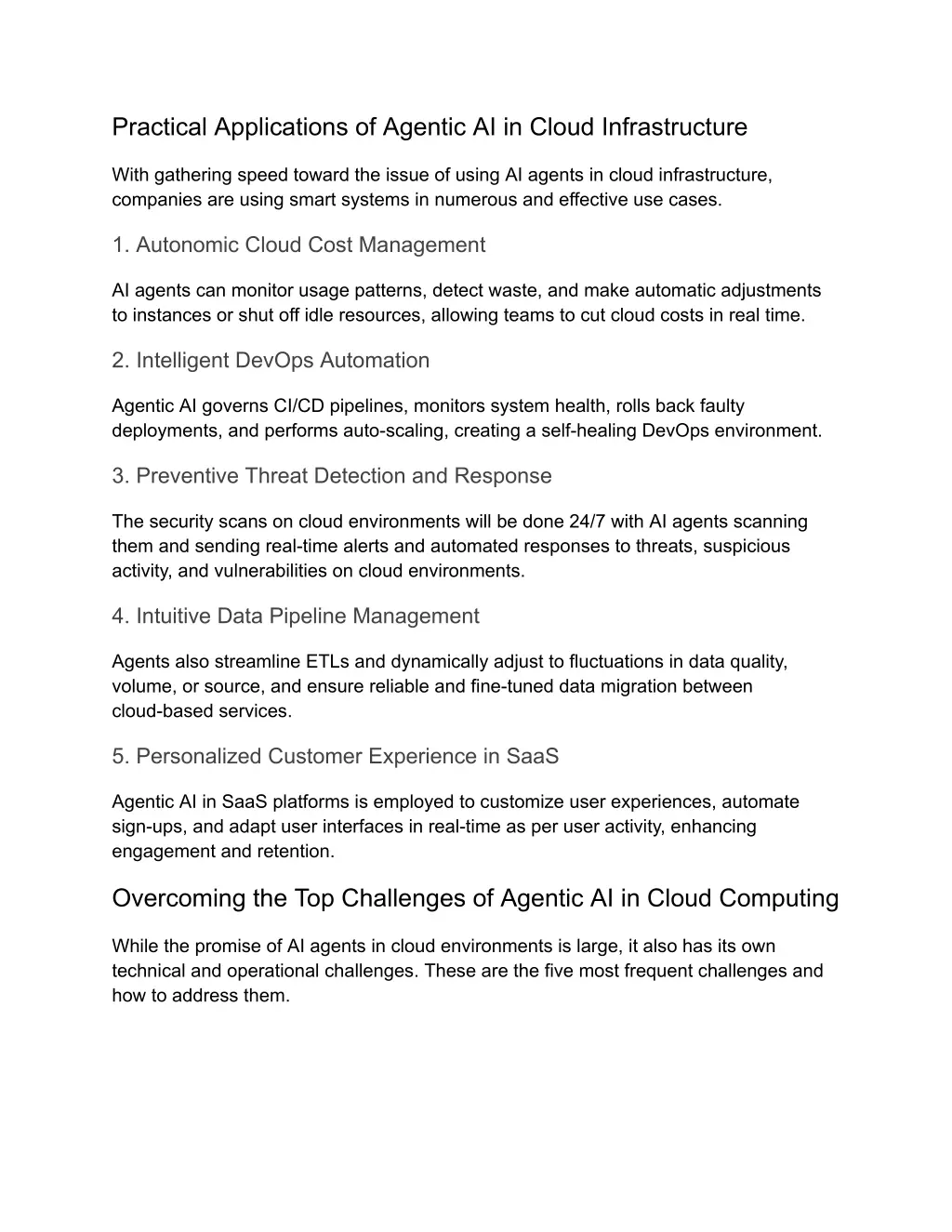 practical applications of agentic ai in cloud
