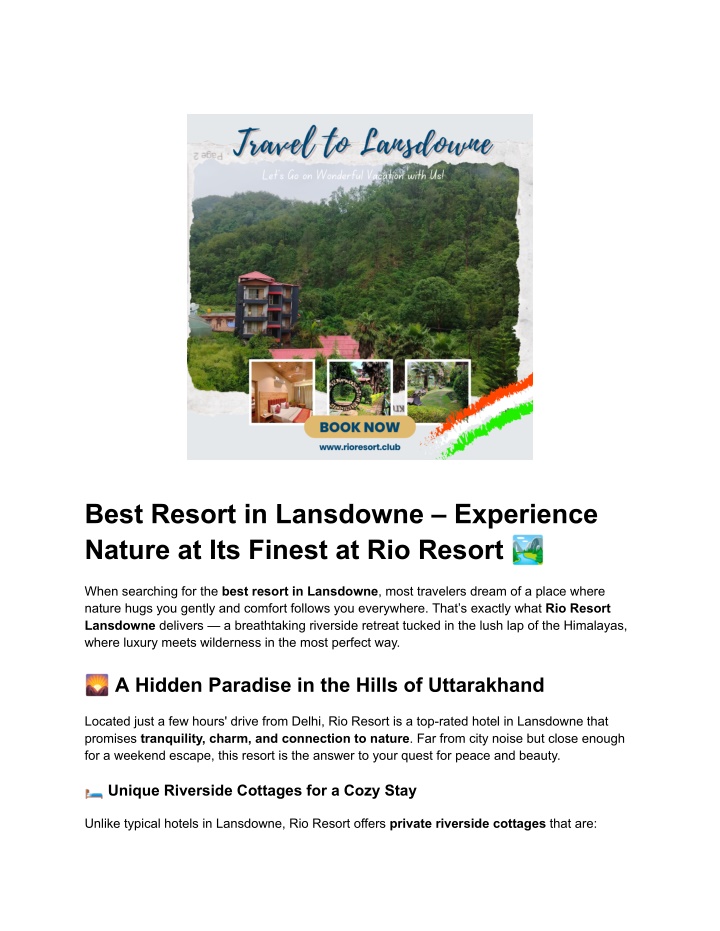 best resort in lansdowne experience nature
