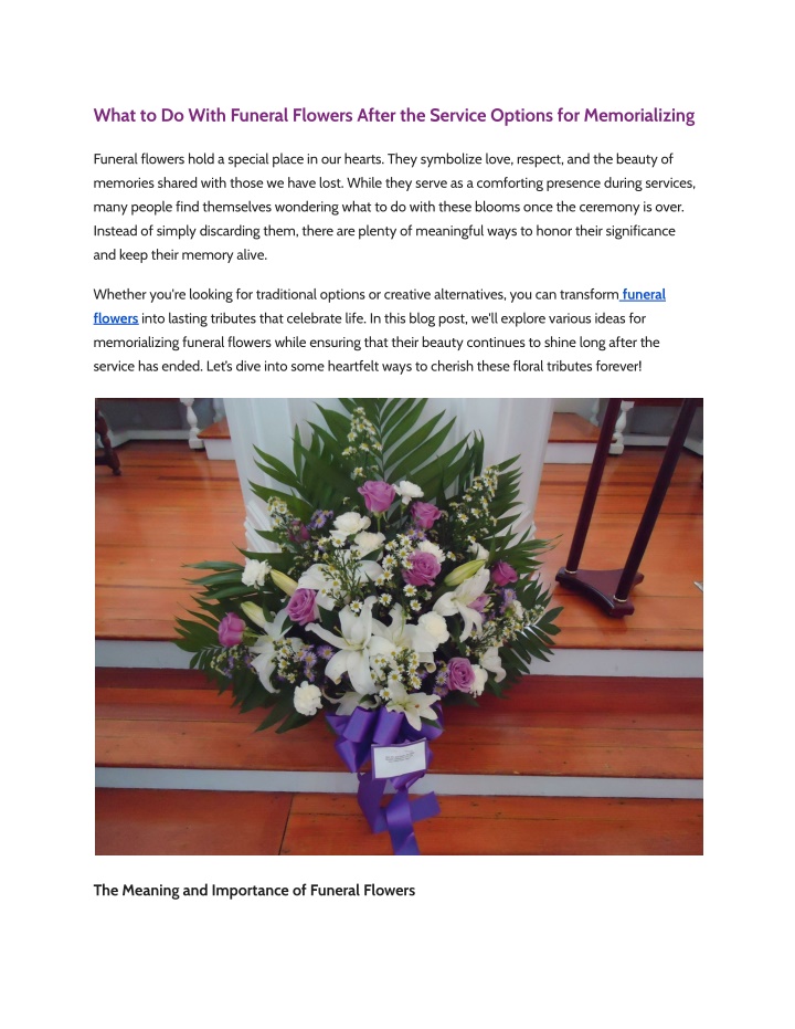 what to do with funeral flowers after the service