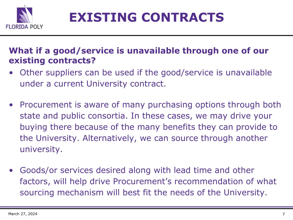 existing contracts