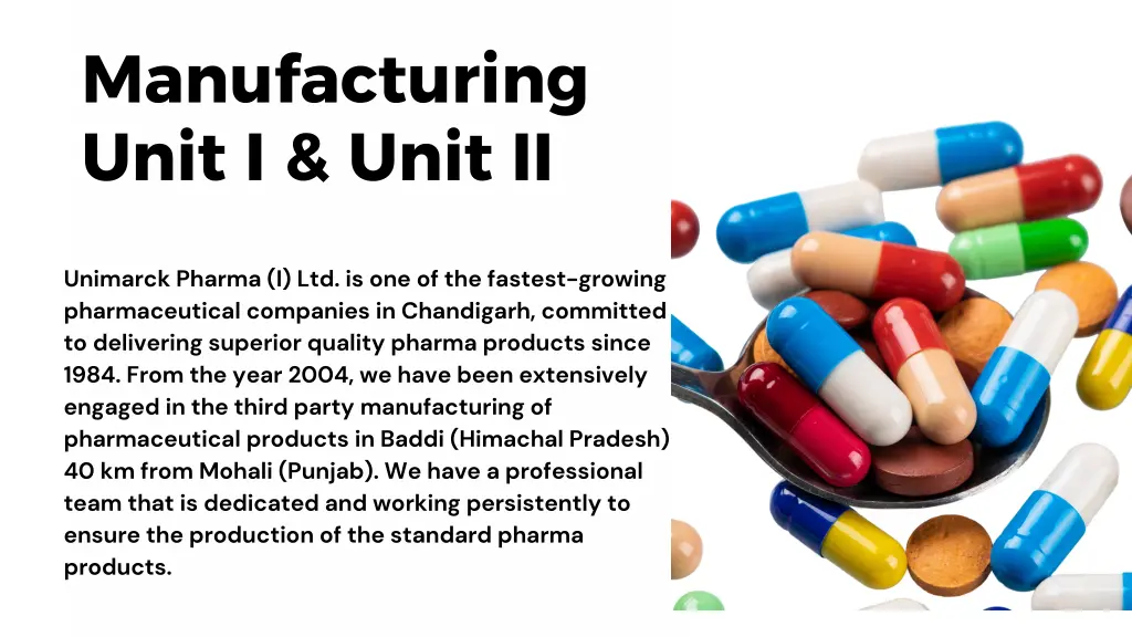 manufacturing unit i unit ii