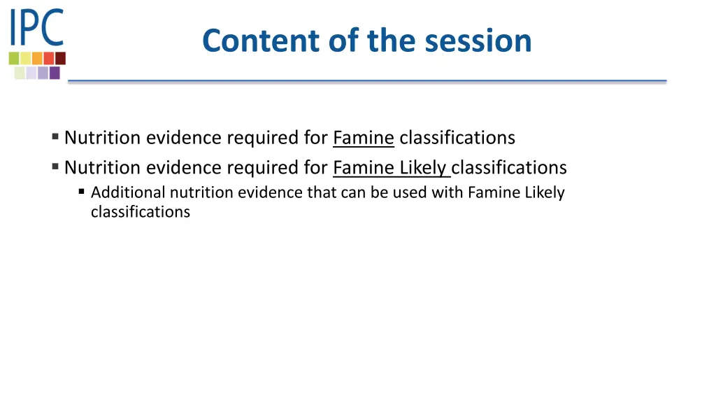 content of the session