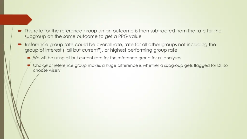 the rate for the reference group on an outcome