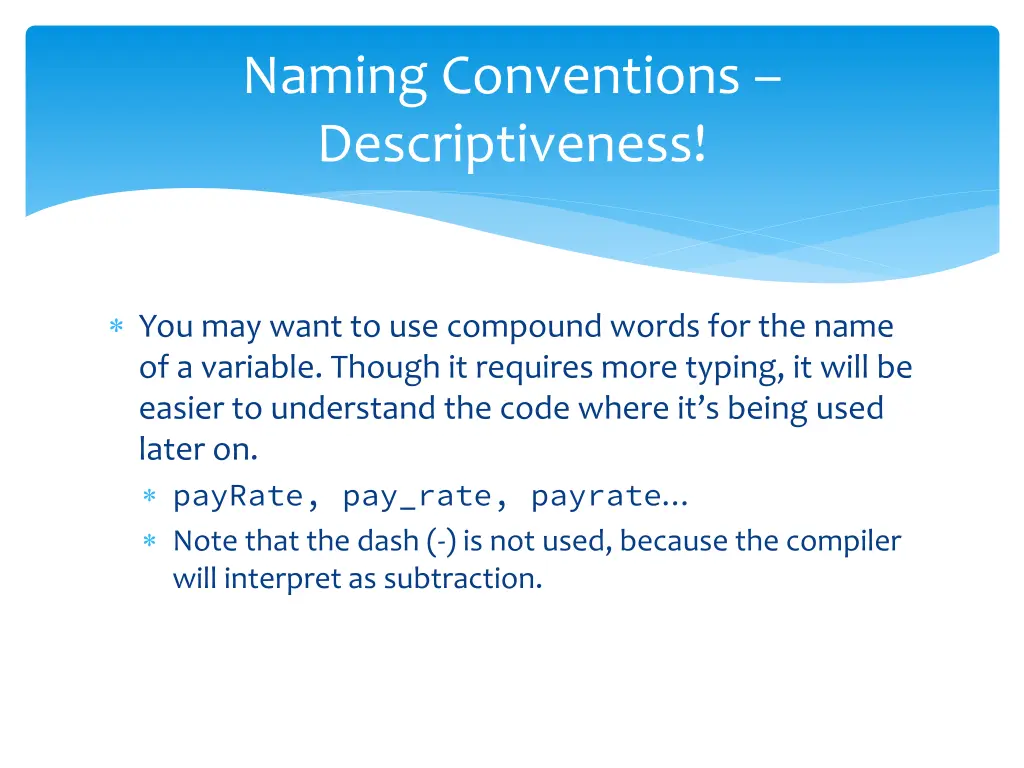 naming conventions descriptiveness