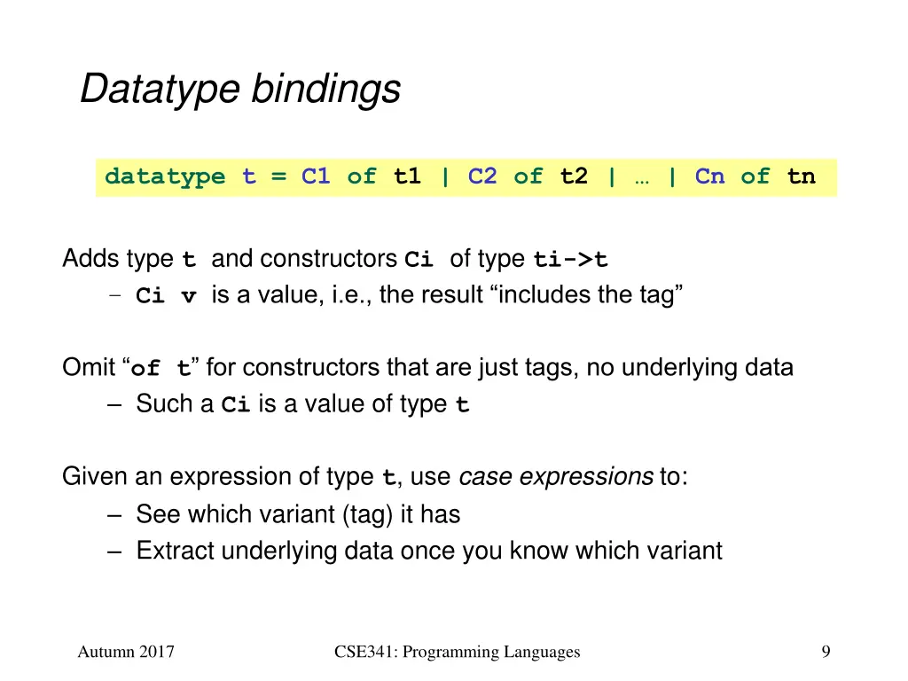 datatype bindings
