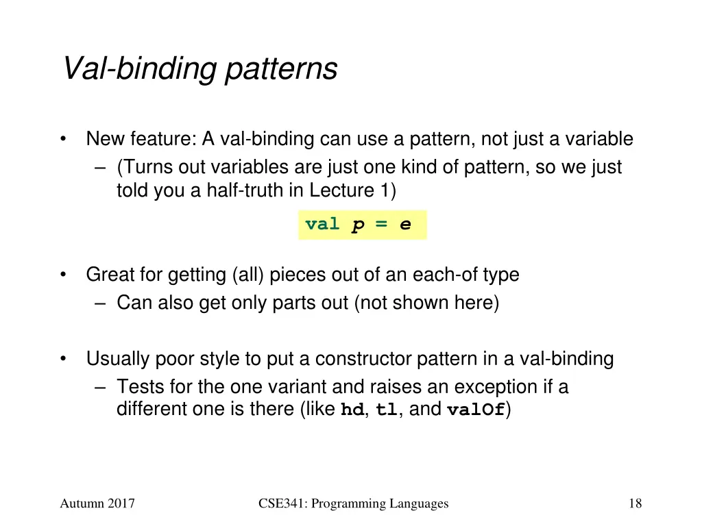 val binding patterns