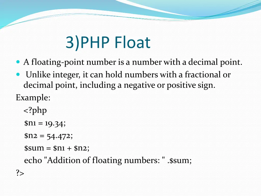 3 php float