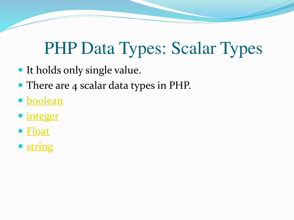 php data types scalar types