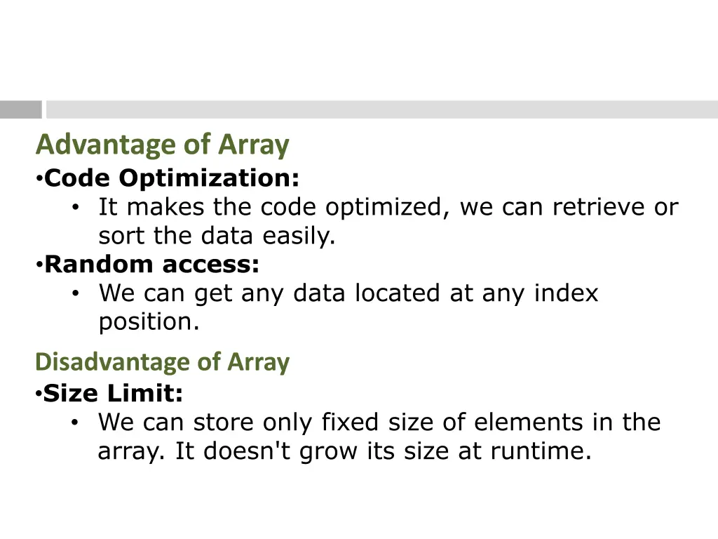 advantage of array code optimization it makes