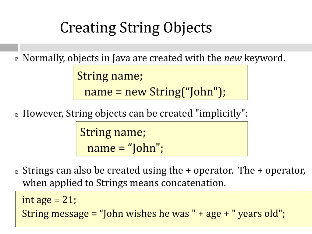 creating string objects