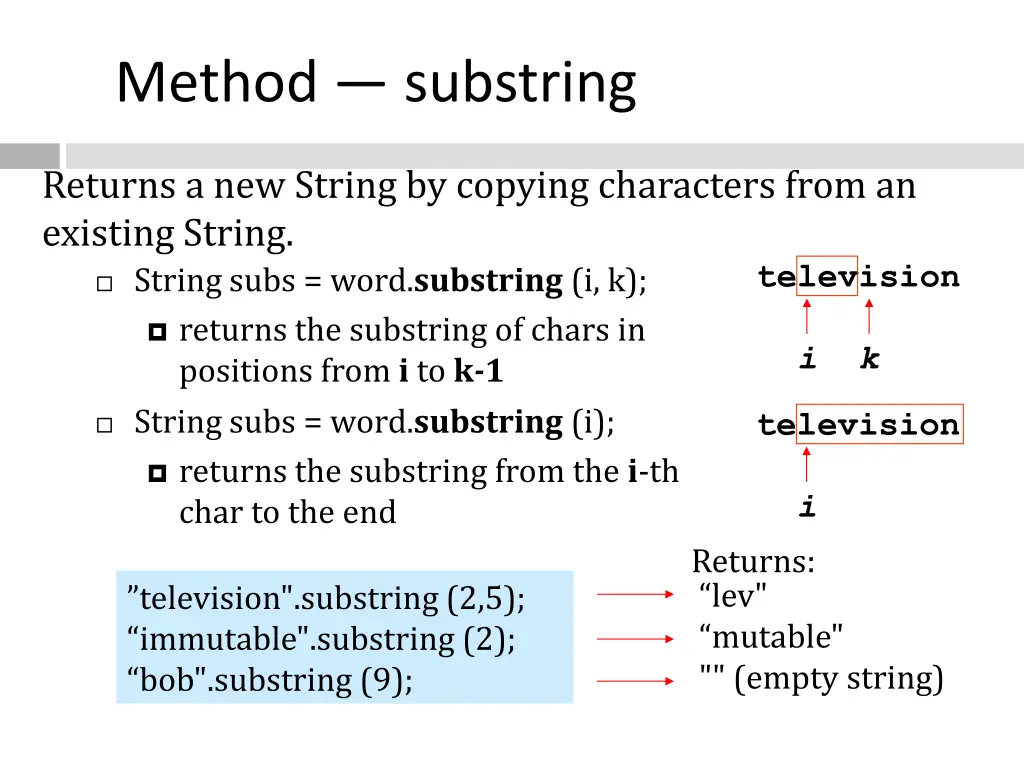 method substring