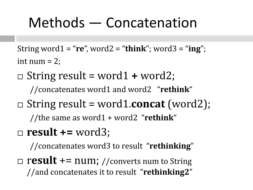 methods concatenation