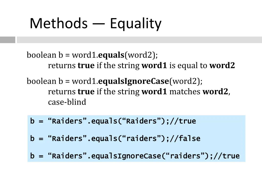 methods equality