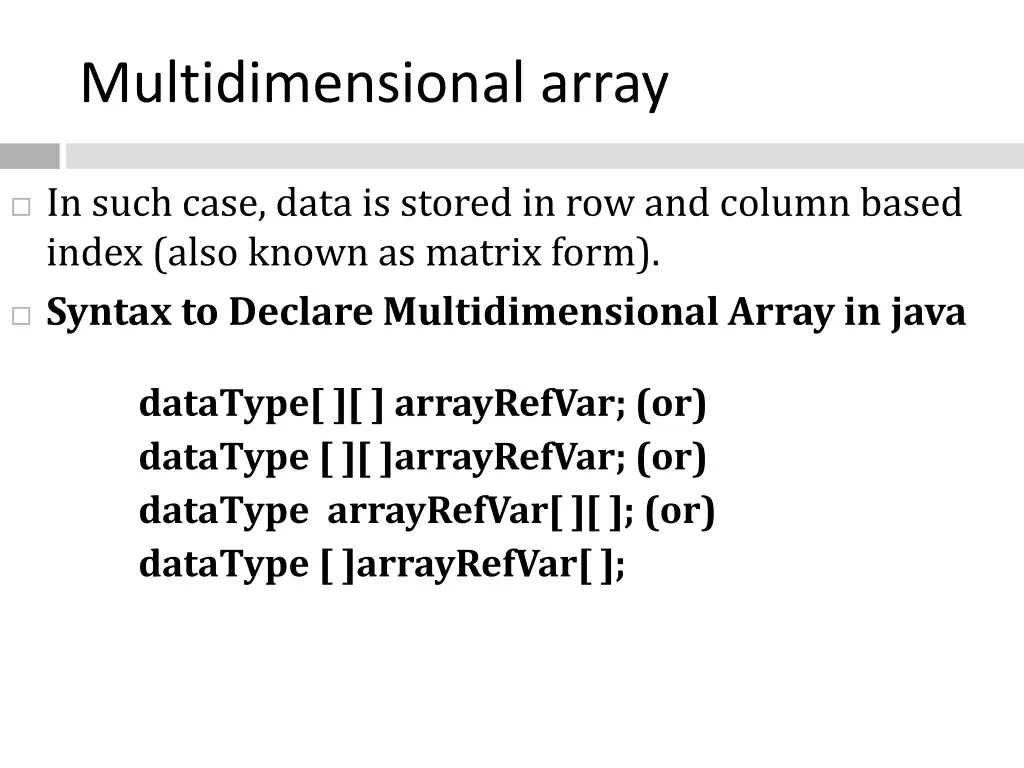 multidimensional array