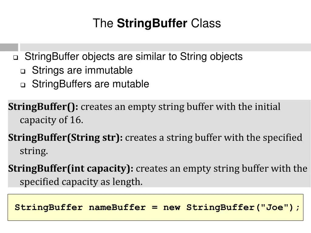 the stringbuffer class