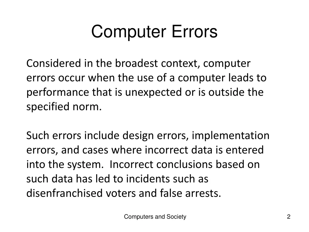 computer errors