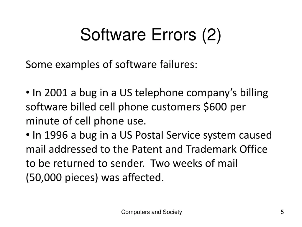 software errors 2