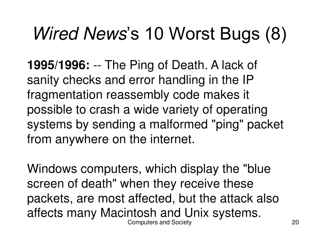 wired news s 10 worst bugs 8