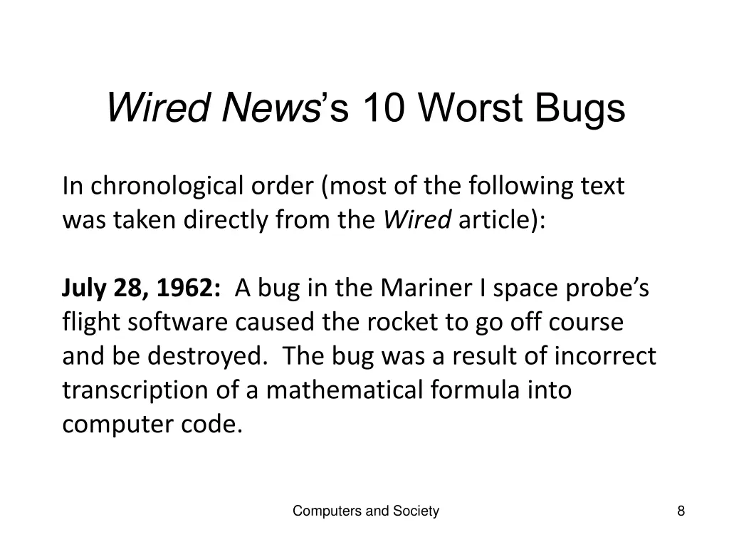 wired news s 10 worst bugs