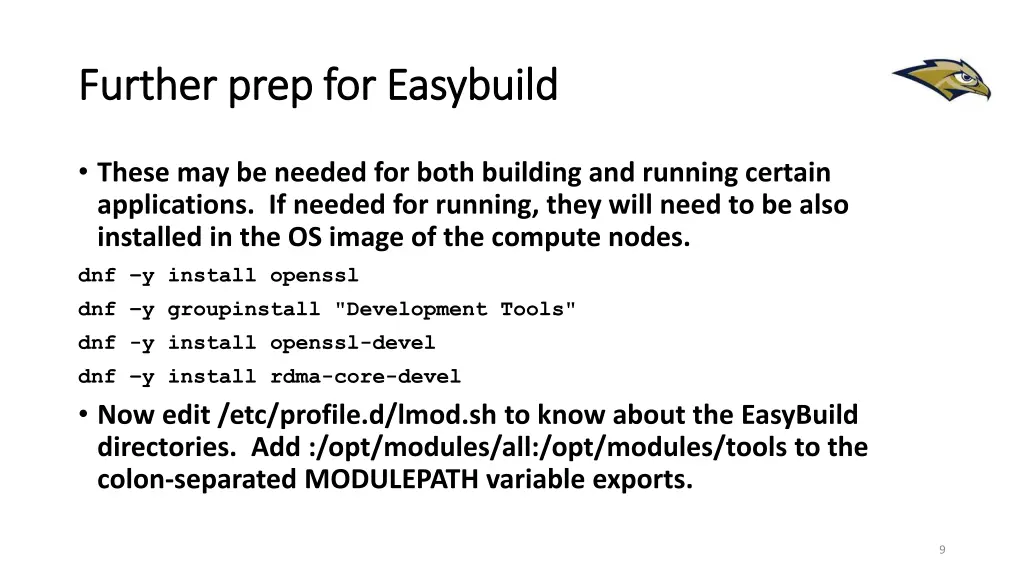 further prep for further prep for easybuild