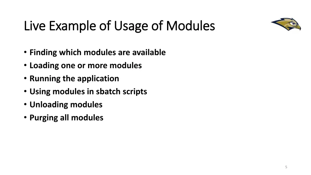 live example of usage of modules live example