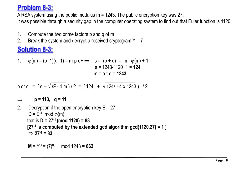 problem 8 3 a rsa system using the public modulus