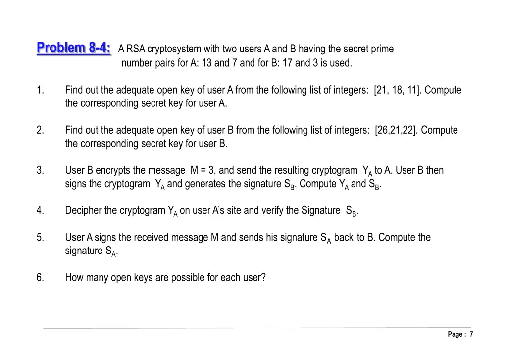 problem 8 4 a rsa cryptosystem with two users