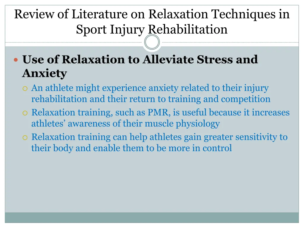 review of literature on relaxation techniques 2